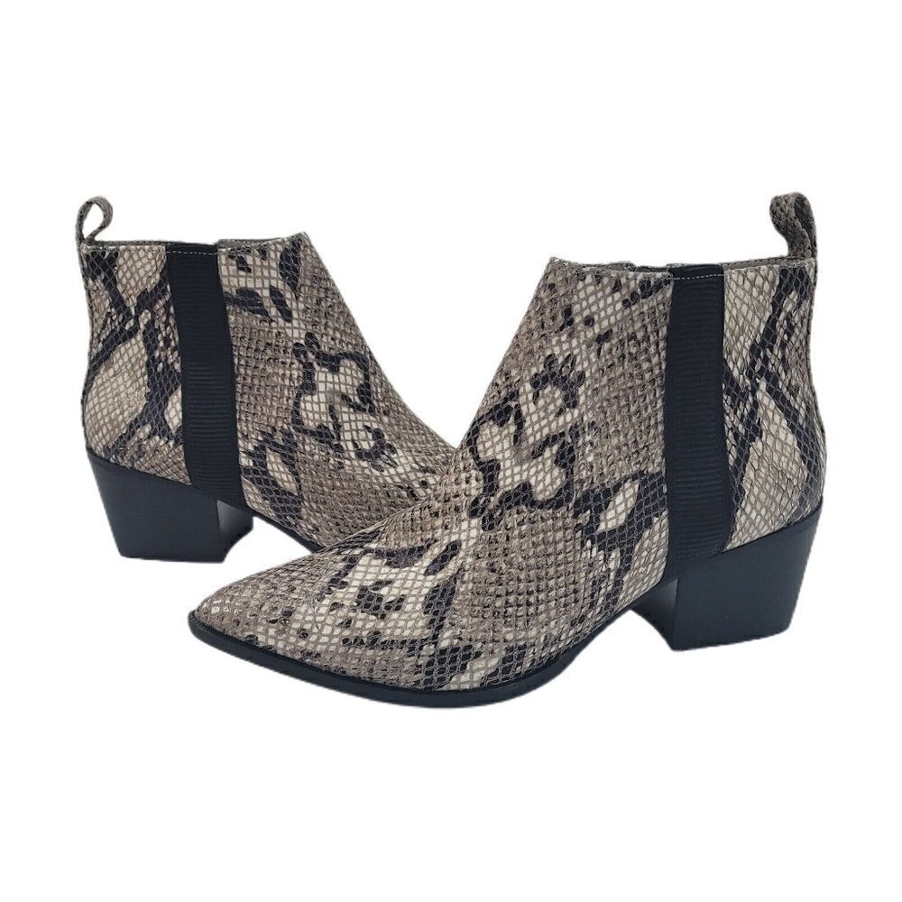 NEW Linea Paolo Python Snake Print Leather Pointed Side Zip Bootie Size 6M